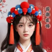 ✨臺灣熱賣✨新年京劇髮箍元旦生日漢服國風刀馬旦花木蘭直播春節流蘇步搖髮飾