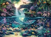 4908 3000片歐洲進口拼圖 PER 繪畫動物 熱帶雨林瀑布 老虎 海洋海豚 珊瑚礁 熱帶魚 巨嘴鳥 鸚鵡 猴子