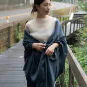 喀什米爾 Cashmere 羊毛圍巾 - 深藍