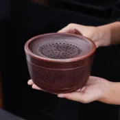 🎉可開發票🎉凡山堂 紫陶跳刀建水 復古水盂茶洗茶渣分離廢水缸家用帶蓋過濾桶