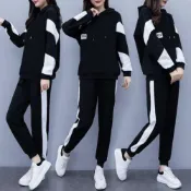 (店+)加絨加厚 冬季保暖運動套裝女 連帽衛衣 長褲兩件套 內刷毛禦寒穿搭 冬天不怕冷 a0276