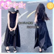 2026年新款女童洋装女大童连衣裙2025新款夏天中大童赫本风小黑裙儿童无袖吊带长款裙子170