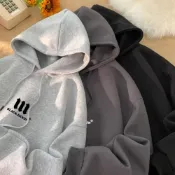 (店+)【B1 地下室】連帽上衣 簡約百搭小LOGO連帽刷毛大學T 保暖衛衣 大尺碼5XL男裝 NL664014(連帽t  大學t)