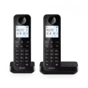 (店+)【Philips 飛利浦】免運保固【家電王】1.7GHz數位子母無線電話『答錄機版』D2752B，大字體大螢幕亮光 電話簿，子母機