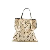 【ISSEY MIYAKE 三宅一生】BAOBAO 亮面三角格6x6手提包 (米金色)