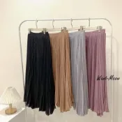 (店+)【Want-Meow】Want-Meow招財貓旺鋪/台灣出貨 ９５公斤可穿不規則下擺 百折裙 中大尺碼 A字裙 大碼女裝 長裙 百褶裙 紗裙
