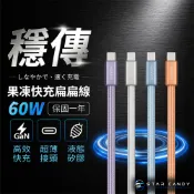 【SC】GUXON 果凍扁扁快充線 60W 保固一年 TypeC快充線 PD充電線 液態矽膠線 適用蘋果三星小米 G10