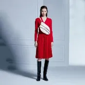 【iROO】點點綁帶百褶褲裙