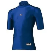 貳拾肆棒球-日本帶回Mizuno BIOGEAR 短袖高領緊身衣/日製/中華藍/O