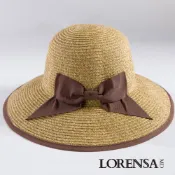 Lorensa蘿芮 草帽 女｜日系蝴蝶結大帽簷遮陽帽 抗UV編織帽 度假風 出清