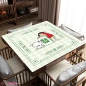 麻將機桌佈🎀 麻將靜音布 麻將墊 卡通小新發財麻將桌墊正方形優質水晶絨靜音耐磨棋牌窒撲克牌摜蛋 麻將防滑墊