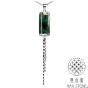 【漢石齋】天然翡翠A貨 桶珠鑲嵌設計吊墜 花青種(9*9*20mm)