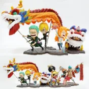 大全套10款 台灣現貨 海賊王 航海王 新春 春祭 路飛 索隆 山治 黑足 草帽海賊團 春節 舞龍 舞獅 公仔 景品