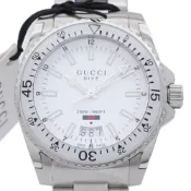 【DOKODEMO】全新未使用 Gucci Dive 136.3 石英腕錶，不鏽鋼錶殼，白色錶盤，0550 [二手] GUCCI 男士腕錶