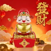 UM有米家居 批發代發太陽能財神爺搖頭點頭辦公室汽車載風水招財福袋財神擺件#有米家居#