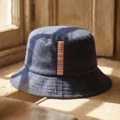 【HOTAI購】【PAUL SMITH】羊絨混紡羊毛彩條飾邊漁夫帽(海軍藍x多色條紋)