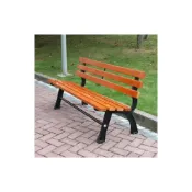 (店+)工廠現貨 低價促銷 塑木公園椅戶外長椅靠背休閒廣場庭院椅子防腐木鐵藝長條凳子實木公園椅 長椅 長條椅 FOXE