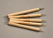 ◆SOFIAの樂園◆ 雕塑陶藝工具 雙頭不銹鋼針珠筆 鐵珠筆 壓線筆-5支組