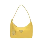 【DOKODEMO】【二手】Prada PRADA 手提包 TESSUTO SAFFIANO 1NE204 黃色尼龍 Saffiano 皮革三角形 Logo 復刻版 2005 女士手提包 二手 B