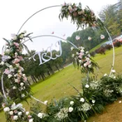 小胖達生活百貨 婚慶道具 婚禮背景 婚禮花門架子婚禮佈置 婚慶鐵藝圓環 氣球拱門支架 節日裝扮擺件 戶外空中圈架 花架