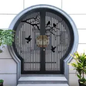 【客製化 訂金勿拍】新中式月亮門鋁合金圓門不鏽鋼花園門別墅大門入戶門農村自建房門花園門 庭院鋁合金門 庭院大門