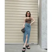 someone jeans毛邊腰開岔長裙 原價1350(S~XXL)C2047180.181