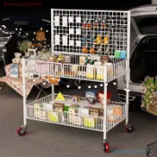 🔥臺灣出貨 加粗方管折疊擺攤推車 移動攤車 65 80 85 100款 夜市甜品冰粉花車 附掛鉤可折疊外出擺攤