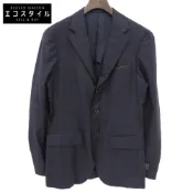 【DOKODEMO】EDIFICE 男士三粒扣修身西裝外套，海軍藍，44 碼（二手） - 成色極佳，Loro Piana 羊毛面料，格紋圖案