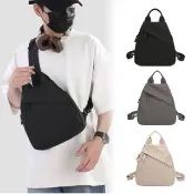 【Yurm】一包三用 輕量防潑水尼龍胸包 後背包 斜跨單肩包 機車通勤包 出國防盜旅遊包 雙肩/單肩/斜挎