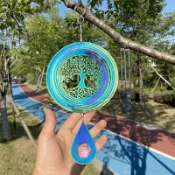 現貨隔日達15釐米風旋轉器風鈴Wind Spinner 戶外不鏽鋼彩色蜂鳥風轉 3D風鈴組合