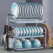 連盛 【貨到付款】加厚升級款三層廚房置物架兩層瀝水碗碟架放碗筷瀝水架碗架收納架子碗盤 盤碟收納架 不鏽鋼碗筷收納架瀝水籃