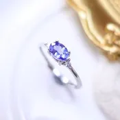丹泉石/坦桑石 天然無燒 絕美藍紫色光澤 柔美簡約 純銀戒 禮物