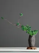 全球選品1館 生活百貨 中式羅漢松迎客松枝綠植植物盆景室內假花禪意擺件套裝裝飾品