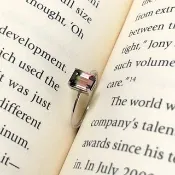 The Petite -  天然蜜桃粉紅配墨綠雙色碧璽(1.35ct) 18k白金戒指