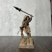 🌟臺灣熱賣🌟黑檀實木木雕哪吒三太子神像中壇元帥腳踏風火輪工藝品佛像擺件 關聖帝君 中壇元帥 武財神 招財 招財擺飾 