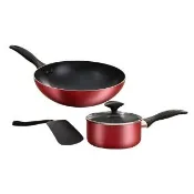 【Tefal 特福】饗宴系列不沾鍋具4件組(28cm炒鍋+16cm湯鍋+16cm鍋蓋+鍋鏟)