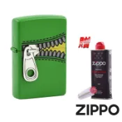 [隔日到貨] ZIPPO 亞洲限定防風打火機 立體拉鍊設計 綠色 ZA-5-65C 黃銅 美國製 煤油打火機