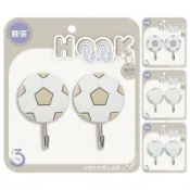 振信 HOOK 2入足球黏鉤 隨意貼 壁貼 免打洞 掛勾 掛勾架 掛勾收納 掛勾吸盤 款式隨機 09605