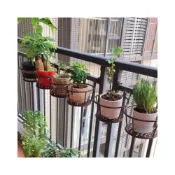 (店+)圓形盆栽架 陽臺懸掛式花架鐵藝欄桿護欄窗臺綠蘿弔蘭花盆 掛架 置物架 盆栽花卉弔籃 加厚籬笆掛架