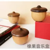 轉機商店 【橡果造型不倒翁】八音盒 音樂盒 木製擺件 創意禮物 聖誕禮物 生日禮物 兒童玩具 桌面裝飾 堅果造型 旋轉發條 療癒小物