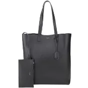 【YSL】Saint Laurent BOLD 軟質牛皮 肩背托特包(黑色/附手拿包 通勤包)