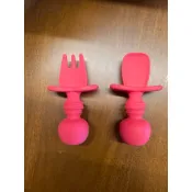 (9成新）美國【Bumkins】矽膠湯叉組 可洗碗機 可機洗 矽膠餐具 單色款 _2.3x4.2單色款
