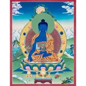 手繪藥師佛唐卡 | 西藏藝術  促進療癒與長壽