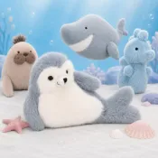 (店+)【JELLYCAT】【Homieee】JELLYCAT 海洋動物系列 羅威爾海獅 毛茸茸海馬 西爾維大牙鯊魚 大肚皮海豹 玩偶 毛絨公仔 SEA2LN,F6SH,NAU6RPS