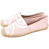 TORY BURCH Poppy 漆皮細節草編帆布鞋(玫瑰粉)