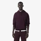 【LACOSTE】男裝-刺繡印花連帽刷毛帽T(棕色)