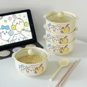 💯精品推送💯可愛烏薩奇陶瓷泡麪碗帶蓋勺學生宿舍用方便麪碗雙耳螺螄粉碗湯碗