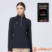 【荒野 WildLand】女 POLARTEC彈性類羊毛機能衣.保暖拉鍊半開襟休閒上衣/POLARTEC THERMAL PRO刷毛/ P2617-175 秀姑藍山
