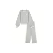 (店+)Victoria's Secret維密 THE MIX 宅度假半邊絨舒適抗靜電保暖長袖居家服奶舒絨睡衣套裝 復古時尚細膩輕柔 女款 燧石灰