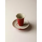 臺灣速發➕免運丨鏡越故宮紅灑金花瓣茶杯聞香杯手工品茗杯功夫茶具主人杯單杯專用